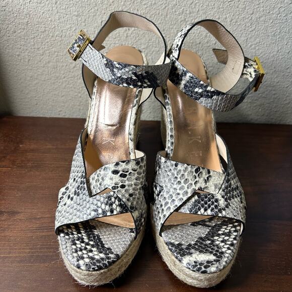 Ted Baker Shoes Platform Wedge Heels Espadrilles Embossed‎ Leather Size 41/US 8 - Picture 2 of 11